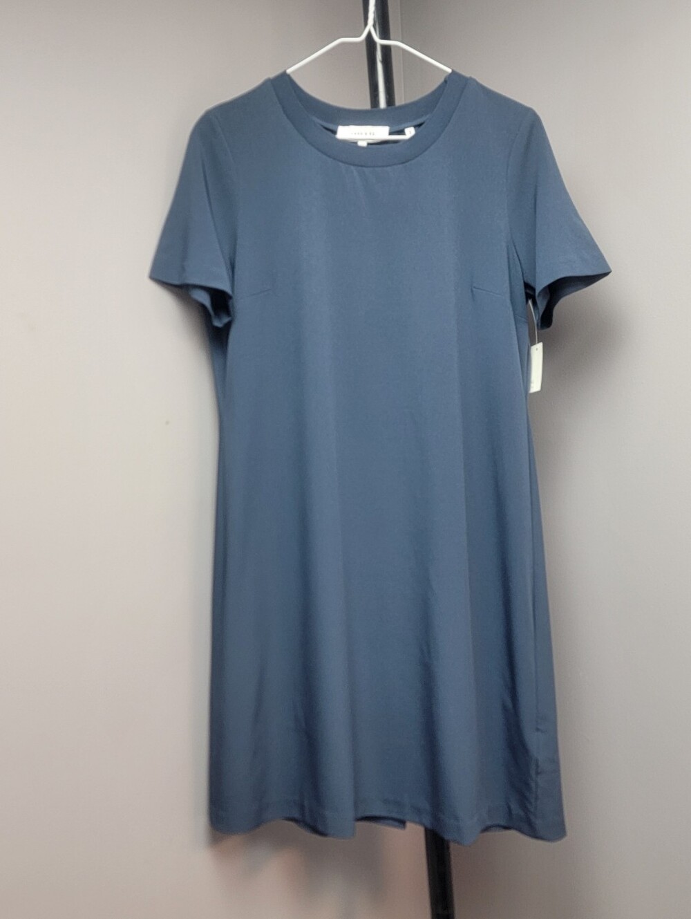 Lark&Ro Midnight Navy Short Sleeve Shift Shirt Dress Womens 10/M Crewneck Tshirt